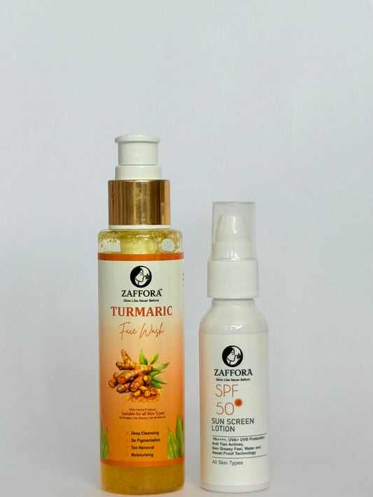 Zaffora Turmaric facewash & Zaffora sunscreen